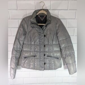 Tommy Hilfiger Preppy, Nautical Navy/White Herringbone Down Jacket